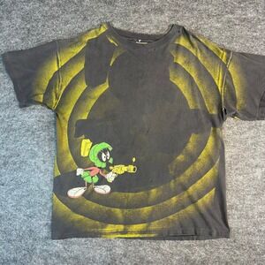 Vintage 90s THRASHED Marvin the Martian AOP Single Stitch Wild Oats T‎ Shirt XL